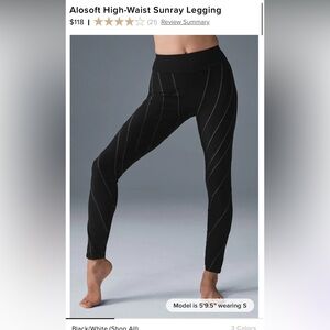 Alosoft High-Waist Sunray Legging- black & white - size S